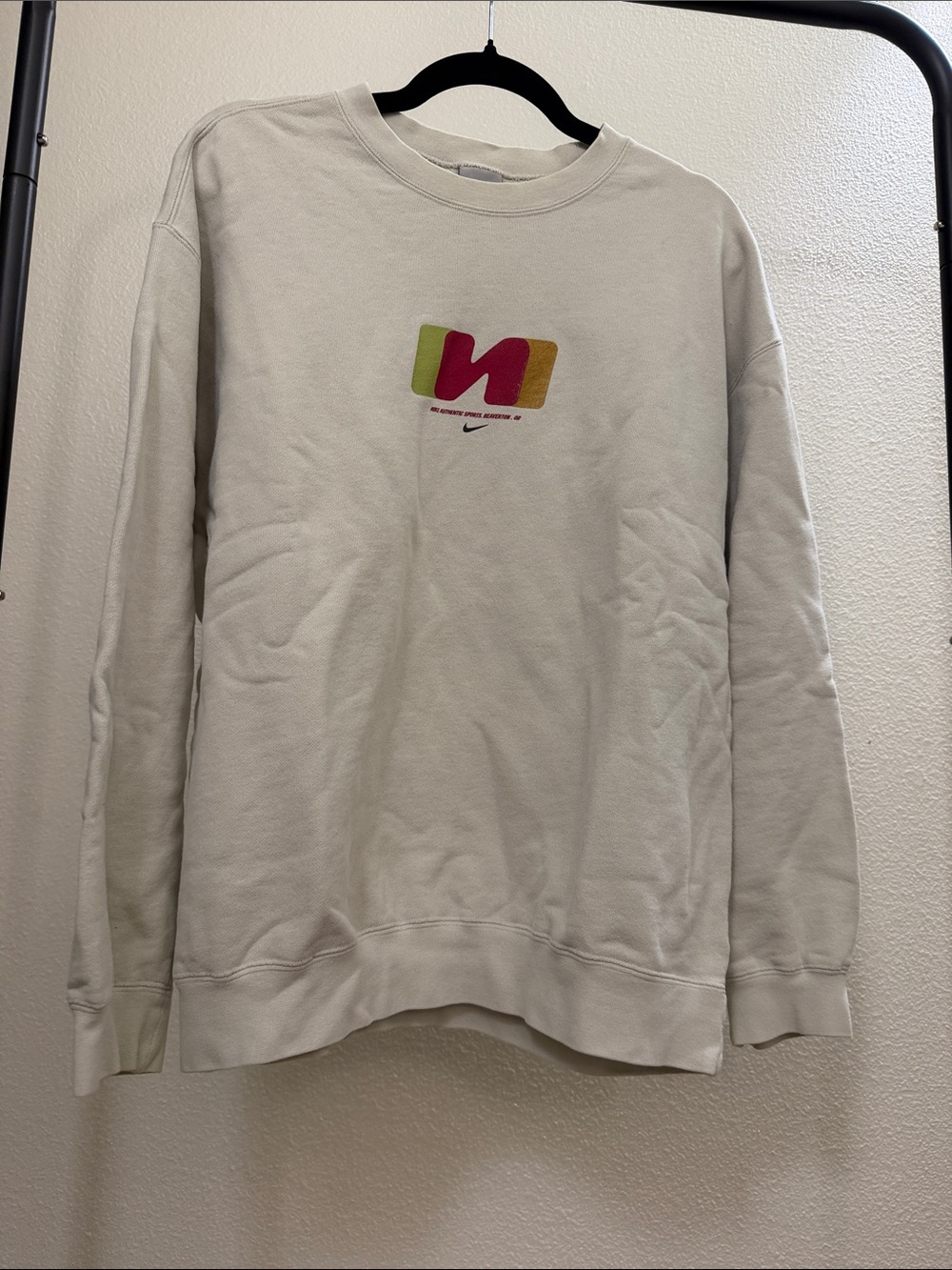 Vintage Nike Cream Crewneck with Multicolor Logo